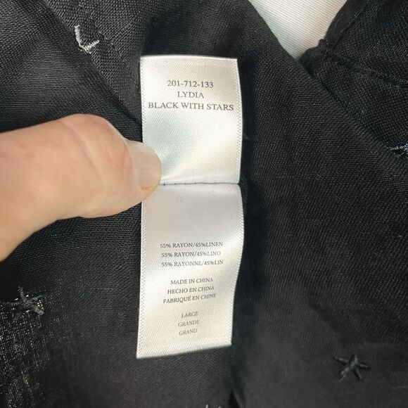 NWT Rails Lydia Black Stars Linen Rayon Embroidered Boho Babydoll Dress Sz S - Picture 5 of 9